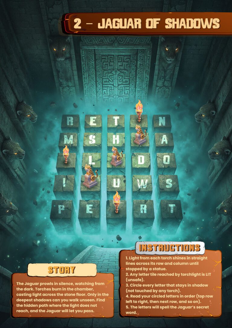 Jaguar of Shadows printable escape adventure game