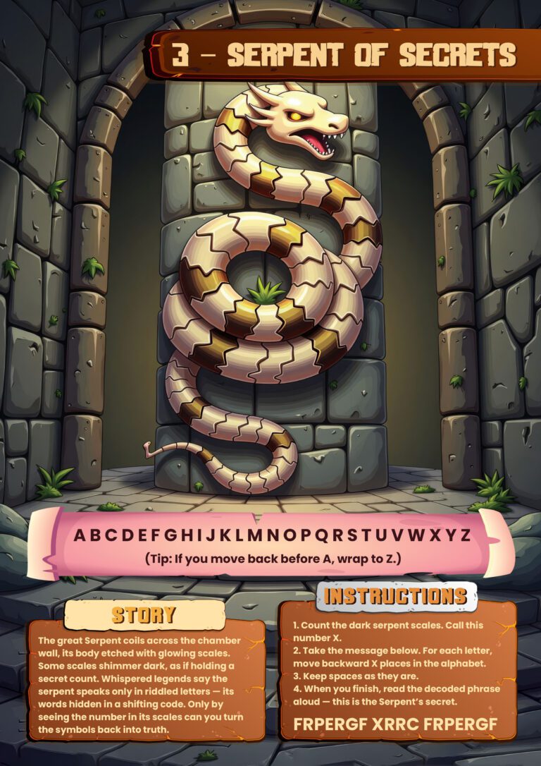 Serpent of Secrets - printable escape adventure game