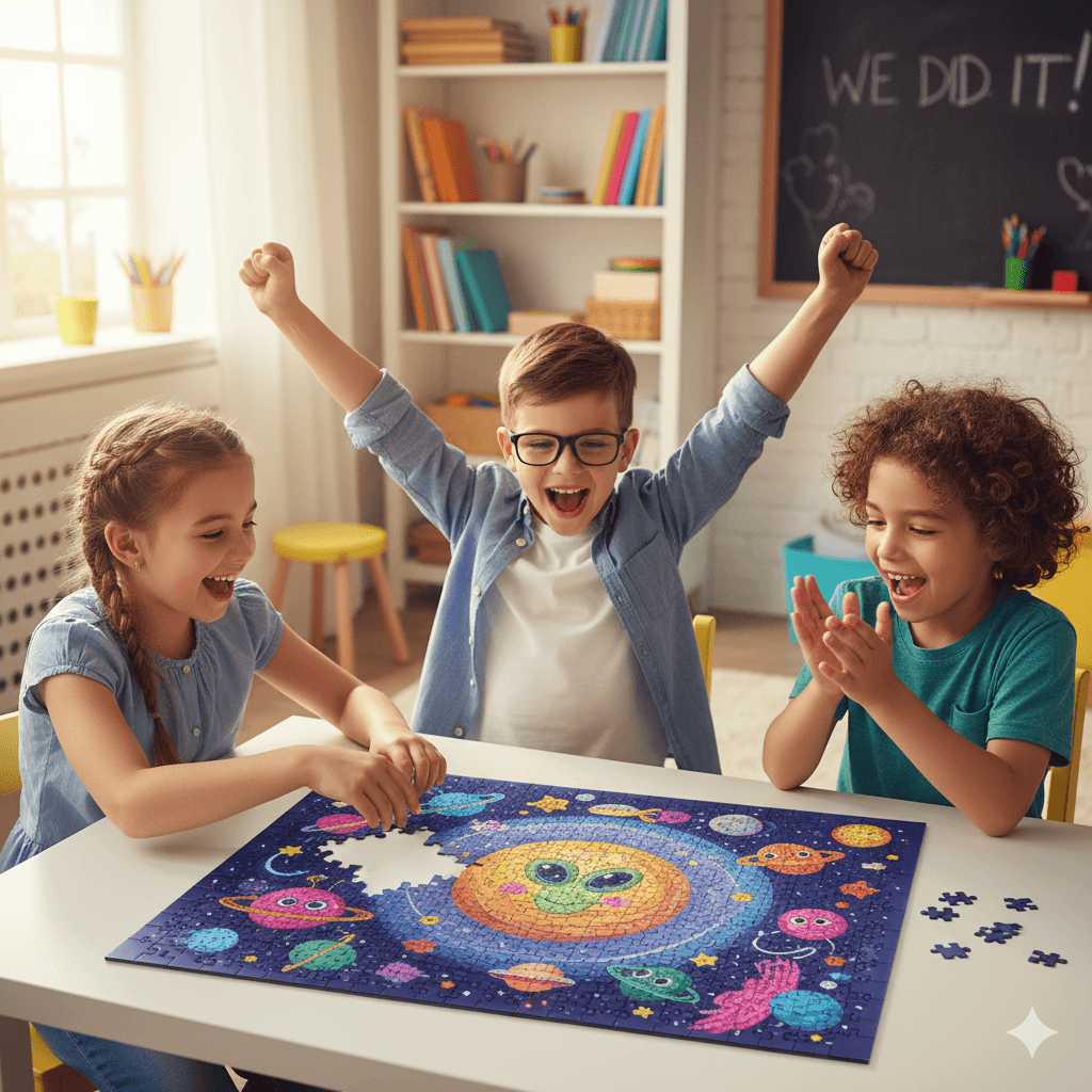 kids playing puzzles
